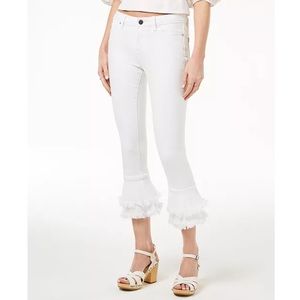 1. State White Tiered Flared Jeans